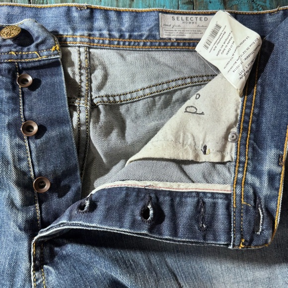 Selected Homme Men's Blue Tapered Jeans Size 38 Button Fly - Picture 11 of 14